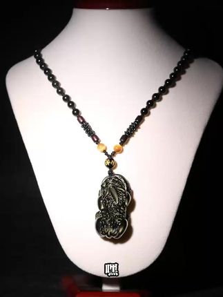 黑曜石貔貅吊坠天然男女项链饰品