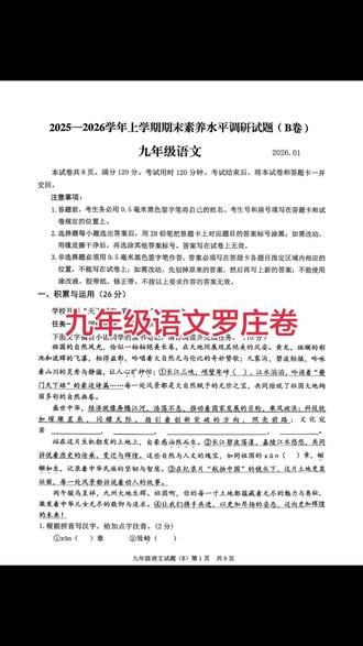 九年级语文沂河新区卷