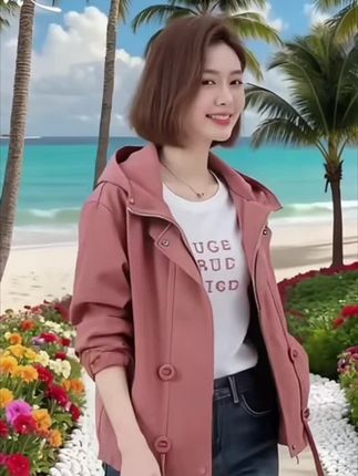 外套女春秋2025新款今年流行休闲大码小个子气质中年妈妈短款风衣