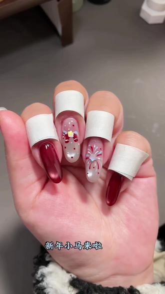 马年画小马#美甲 #美甲教程 #新年美甲 #美甲分享 #秋冬显白美甲