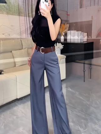 《送腰带》早秋2025新款气质高腰显瘦休闲高级感百搭阔腿垂感西装裤#早秋穿搭 #百搭神裤 #西装裤 #秋季上新 #新款分享