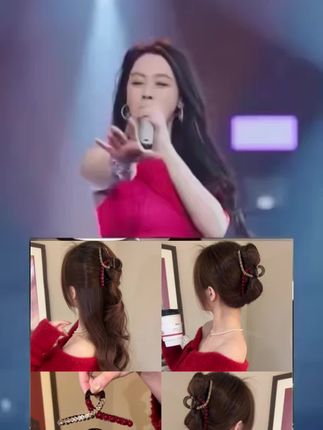 #唐艺大舞台 熹金新年红色闪钻抓夹女2024新款发夹后脑勺高级感盘发鲨鱼夹头饰#鲨鱼夹 #抓夹#美出高级感