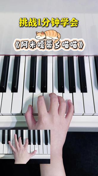 挑战1分钟学会喵喵歌~《Montagem Miau》#阿米嘎蒂多 #喵喵 #钢琴 #钢琴简谱 #钢琴教学