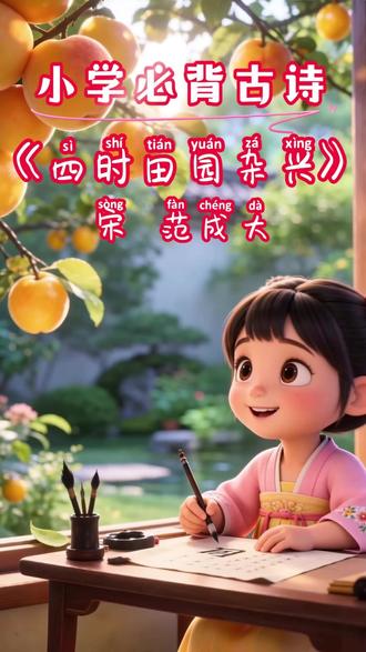 四时田园杂兴 宋 范成大 小学必背古诗 唐诗宋词 #和抖音一起学古诗 #唐诗宋词 #小学语文 #必背古诗 #国学经典 一分钟学古诗 古诗里的故事 过诗词解释