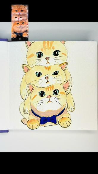三只叠罗汉的大橘猫,可爱简笔画#真实生活分享计划 #宠物画像 #跟着抖音学画画 #手绘 #绘画 喜欢宠物原视频请至@金三柜
