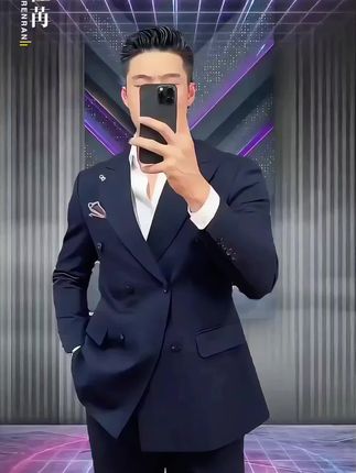 抗皱双排扣商务休闲秋冬西服套装 男士结婚礼服时尚休闲西装套装#西装套装 #商务休闲 #秋冬西服套装 #男士结婚西服套装 #西装控
