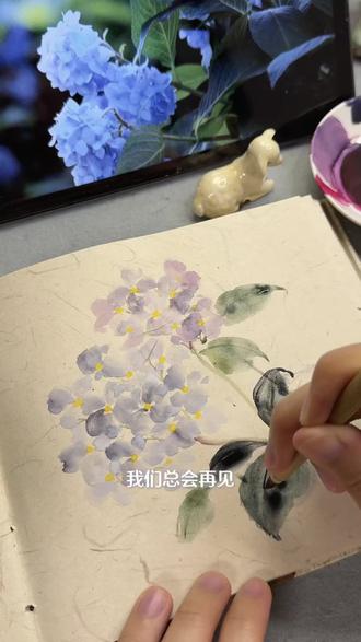 绣球|夏风知我意 吹梦入你心 #国风合伙人 #画画 #国画 #零基础学画画 #绣球花