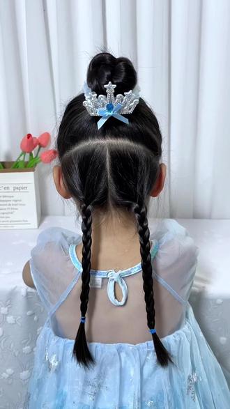 六一简单小主持人丸子头发型#儿童花样辫子扎法 #公主发型发饰 #儿童辫发 #六一儿童节
