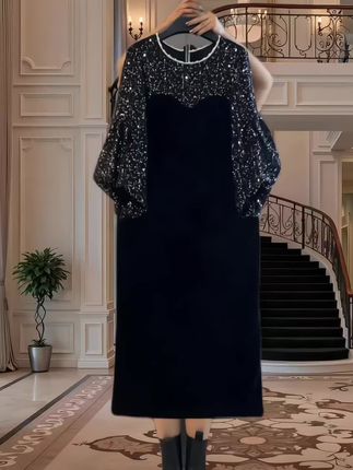 秋季微胖新款时尚气质优雅轻奢简约大气重工丝绒显瘦大码连衣裙 #优雅气质 #只做高品质 #时髦穿搭 #太好看了 #新款连衣裙 @DOU+上热门 @抖加🔥上热门🔥dou+🔥热点宝