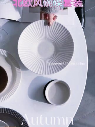 2024新款北欧风陶瓷碗碟套装,家用高级餐具组合! #碗盘套装推荐 #2024新款碗 #2024新款 #陶瓷碗盘组合 #2024新款碗碟