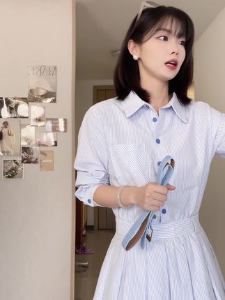 法式衬衫连衣裙子女装秋季新款流行气质穿搭a字包臀短裙123#连衣裙 #气质女装 #时尚穿搭 #衬衫连衣裙 #谁穿谁好看系列