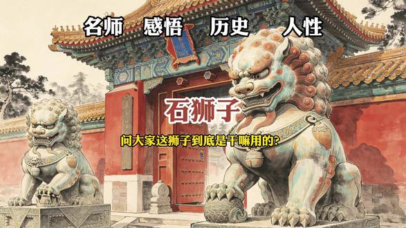 镇宅石狮藏着古老寓意 门前石狮镇守宅院平安 #门口石狮承载民俗智慧 #门前瑞狮蕴含风水玄机 #石狮伫立守护一方安宁 #古建石狮镌刻千年文脉
