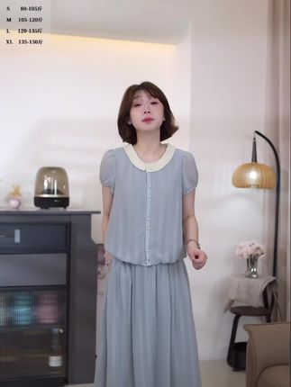 @小苹果精品女装店 #每日推荐 泡泡袖轻薄亲肤精致套装裙#今日分享 #夏季穿搭 #小清新穿搭