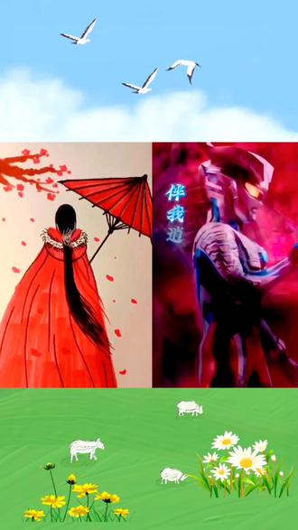 #迪迦奥特曼打怪兽,简笔画 学画画