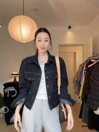 牛仔外套女春季新款韩系复古百搭短款丹宁色长袖上衣休闲女款#时尚上衣#显瘦上衣#洋气外套#百搭外套#气质上衣