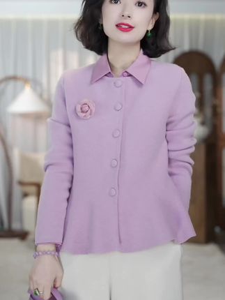 西子/【时光美人】经典花苞鱼尾摆针织小香风开衫#谁穿谁好看  #洋气减龄  #过年就要美美哒  #精致女人必备  #品质女装