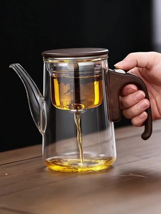 #高档玻璃磁吸飘逸杯#高档泡茶壶#家用泡茶单壶#一键过滤飘逸杯#茶水分离耐热杯
