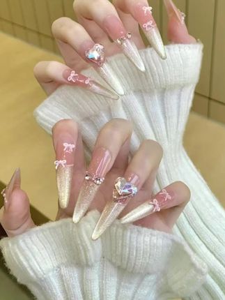 【心动一夏】手工穿戴甲高级感美甲中长款美甲穿戴甲片#超好看的美甲 #手工穿戴甲 #美甲#好物推荐#实用好物