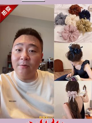 #郝邵文推荐 温柔网纱蝴蝶结大肠发圈女2025新款扎马尾不伤发头绳气质发绳头花 #头饰 #发绳 #头绳 #郝邵文