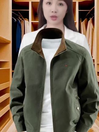 JEEP吉普双面穿外套男春秋款宽松大码爸爸装秋季复古纯棉立领夹克#品质男装 #男士穿搭 #做工精细 #高端大气 #时尚气质穿搭