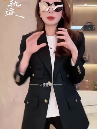 2025秋季高级感多口袋设计感气质休闲时尚百搭黑色西装外套女3991#时尚搭配服装 #黑色高级感穿搭 #每日分享