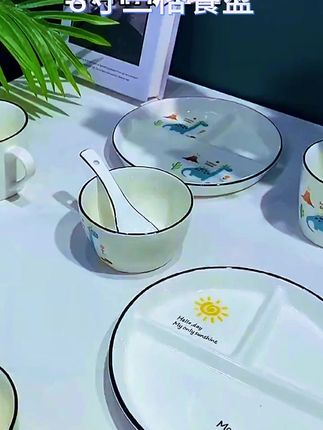 8寸三格陶瓷餐盘,减脂家用超有创意! #8寸餐盘 #北欧陶瓷盘 #8寸分格餐盘 #分格餐盘 #减脂餐盘