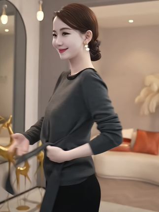#百搭上衣 #洋气小衫 #秋冬新款#含绵羊毛圆领针织毛衣