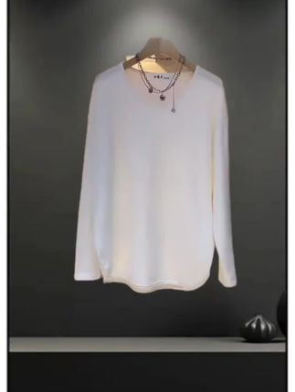 配鲨鱼裤】中长款弧形下摆T恤长袖打底衫#时尚百搭款小衫 #打底衫搭配