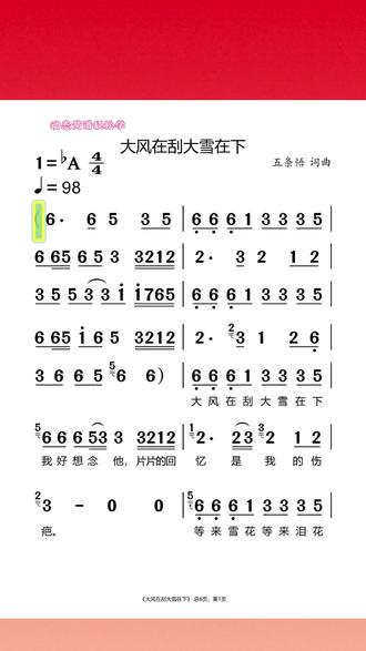 火爆全网《大风在刮大雪在下》你学会了吗?一起来学习吧#网络热歌 #网络热歌分享 #大风在刮大雪在下 #动态简谱 #零基础学唱歌