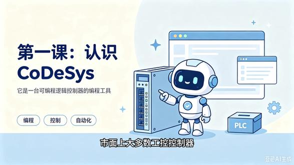 零基础学PLC!CoDeSys保姆级第一课✨ 零基础想学工控、学PLC编程,不知道从哪开始?
今天用6步带你从零入门CoDeSys,新手一看就懂,全程超简单!
第一步认识软件,CoDeSys是工业通用PLC编程软件,自动化设备、机械手、流水线全部都靠它控制。
第二步看懂用途,它可以控制风机、灯光、传送带,做逻辑判断和传感器数据采集,所有自动化控制的基础就在这里。
第三步新建工程,记住关键知识点:保存路径绝对不能用中文,新手直接用仿真模式学习,不用硬件也能练!
第四步创建变量,变量就是程序的数据盒子,入门最常用BOOL开关量,只有开和关两种状态。
第五步编写梯形图程序,最简单的启停控制逻辑,按键接通、灯就亮,入门必学经典程序。
第六步仿真下载运行,一键在线监控,亲眼看到自己写的程序跑起来!
工控入门没有想象中难,跟着步骤慢慢学,小白也能轻松上手💪
持续更新CoDeSys全套零基础教程,想学工控的小伙伴,赶紧收藏跟着练!
#CoDeSys #PLC编程 #工控入门 #自动化学习 #电气工程师