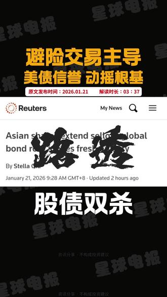 “抛售美国”情绪蔓延全球,亚洲股市三连跌,黄金再破历史新高 【导语】 受“抛售美国”(Sell America)避险交易主导,全球市场经历剧烈震荡。亚洲股市周三遭遇连续第三日抛售,日经 225 指数重挫 1.2%。地缘政治紧张局势(格陵兰岛争端)叠加美欧贸易战隐忧,推动黄金与白银双双刷新历史纪录,金价突破 4,800 美元/盎司关口。
【核心数据与行情】
股市: MSCI 亚太指数(除日本)下跌 0.3%,日经 225 指数五连跌。隔夜华尔街遭遇三个月最大单日跌幅,标普 500 下跌 2.06%,纳斯达克暴跌 2.4%。
债市: 日本 40 年期国债收益率隔夜飙升 26 个基点至 4.215% 后,周三微调至 4.145%。美国 10 年期国债收益率企稳于 4.285%,隔夜曾触及 4.313% 的五个月高点。
汇市: 美元指数隔夜下跌 0.5% 至 98.56,创 12 月初以来最大跌幅。日元兑美元持稳于 158.19,但在交叉盘走弱,瑞郎兑日元创历史新高。
商品: 避险资产狂飙,黄金上涨 0.8% 至 4,806 美元/盎司,白银微涨至 95.01 美元/盎司。WTI 原油受库存增加预期压制,跌 1.31% 至 59.57 美元/桶。
【逻辑与成因】 此次动荡的核心逻辑在于全球投资者对美国政策风险的重新定价。
地缘政治风险溢价: 特朗普关于“武力夺取”格陵兰岛的言论,以及即将举行的达沃斯演讲,被市场解读为不可预测性加剧。西太平洋银行分析指出,投资者正积极削减对美敞口,视美国为“追求自毁政策的不靠谱伙伴”。
财政信誉危机: 丹麦养老基金 AkademikerPension 公开抛售 1 亿美元美债,标志着机构投资者对美国财政健康的担忧已转化为实质性行动。
流动性双重挤压: 日本政府的增支计划引发日债收益率飙升,与美债抛售形成共振,加剧了全球融资市场的紧张感。
【隐忧与反转】 尽管避险情绪高涨,但市场存在超卖后的技术性反弹需求。美股期货在暴跌后微涨 0.2%,且日本国债收益率出现小幅回落,显示极度恐慌情绪有暂时缓解迹象。然而,值得注意的是欧盟将于周四召开紧急峰会,若美欧贸易争端正式升级,可能引发新一轮资产价格重估。
【前瞻】 市场焦点全数锁定特朗普周三的达沃斯演讲及周五的日本央行会议。若日本央行释放明确的 4 月紧缩信号,或将进一步推高全球无风险利率中枢,加剧高估值资产(如科技股)的去杠杆压力。