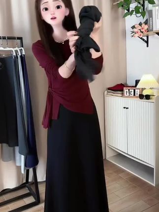 2025百搭丝绒裙新款女装修身显瘦中长款气质包臀中长款半身裙#遮肉显瘦 #半身裙搭配 #谁穿谁好看