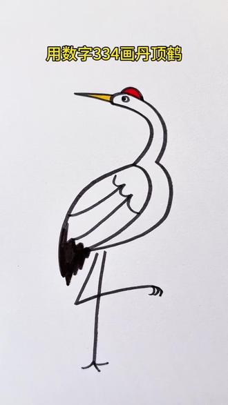 超简单的丹顶鹤画法#简笔画教程 #创意简笔画 #一起学画画