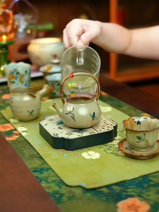 仿古描金纯手绘蝴蝶兰花岚风提梁 #茶器之美 #高端茶器 #茶具 #茶器茶具 #泡茶神器