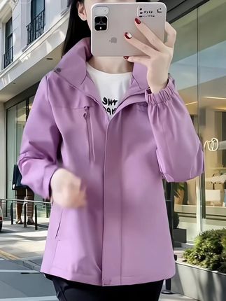 新正品春秋户外薄款冲锋衣女防风防水运动休闲软壳透气登山服外套#高级感穿搭