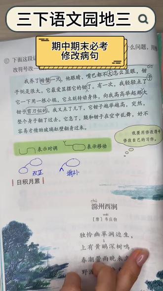 “对调符号”怎么用?“移动符号”怎么用?修改病句两招搞定!三下语文园地三重点重点!#修改病句 #三年级语文下册 #病句修改 #修改符号 #期末复习