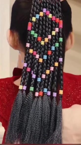 女童手工串珠假发辫发绳甜酷彩珠脏辫小辫子拳击辫发圈#好物推荐🔥 #好物分享