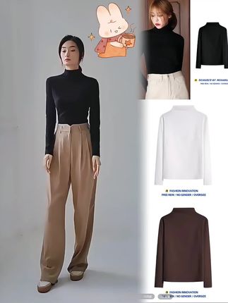 【0280#】胖MM特大码加厚德绒半高领打底衫女秋冬加绒内搭长袖上衣#打底衫女 #长袖女 #内搭外穿都好看 #长袖t恤 #德绒打底衫