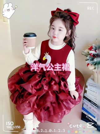 #我要上热门 秋季女童公主天鹅纱裙套装2025新款小女孩周岁头纱礼服裙儿童演出#生女儿就要这样穿 #甜美穿搭 @DOU+小助手