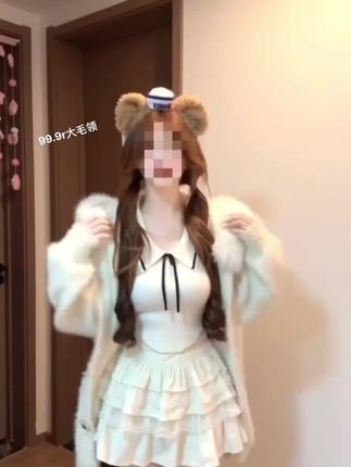 拒绝起球的奶芙塔塔纯欲大毛领连帽宽松毛衣外套软糯针织时尚百搭#奶芙#毛衣外套#针织衫#百搭#连帽穿搭