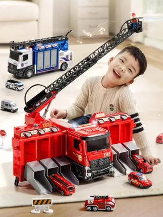 #2025新款员消防玩具车,喷水云梯车,变形6喷水4儿童套装。#儿童玩具#益智玩具#消防车