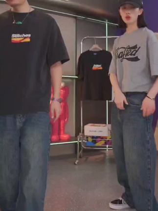 美式潮牌重磅工装水洗弯刀做旧磨破夏天牛仔裤男女#谁穿谁好看
