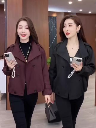 小个子#风衣短外套 女宽松洋气#休闲百搭#夹克上衣 #气质穿搭