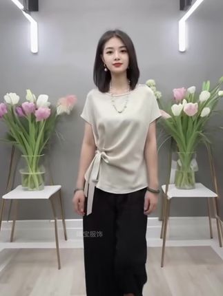 #宽松T恤上衣 #妈妈装短袖上衣百搭