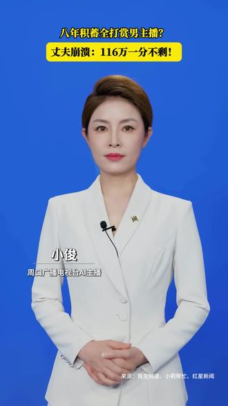 八年积蓄全打赏男主播?丈夫崩溃:116万一分不剩!#周口AI主播