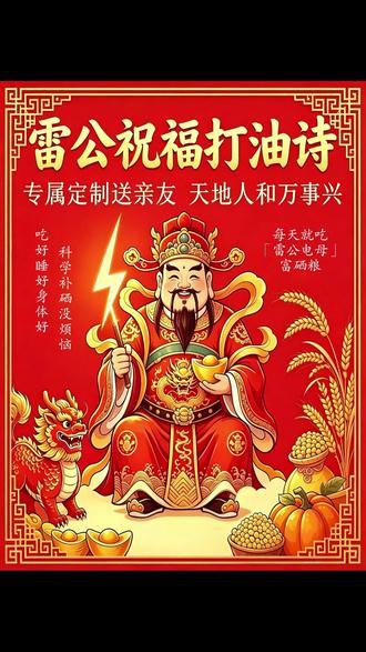 新老业务融合发展 守正创新,雷公电母打油诗升级版!大家好:
本人雷公,原创专属祝福打油诗短视频,承接订婚、新婚、满月、乔迁、开业、产品宣传等各类祝福业务,可以多账号视频矩阵祝福、直播在线祝福,亦可现场即兴祝福等。凡在@雷公电母夫妻店 购物满一定金额,即可免费赠送定制祝福短视频一条。##雷公电母送祝福 ##感恩祝福视频 ##创意祝福视频 ##为亲友定制祝福 ##独特祝福方式