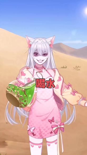 女孩用什么方法喝到水的。#二次元漫画