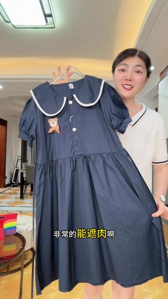 微胖女童藏肉学院风藏青连衣裙~减龄又显瘦。#女童连衣裙 #学院风穿搭#微胖女生 #中大童搭配 #高品质童装