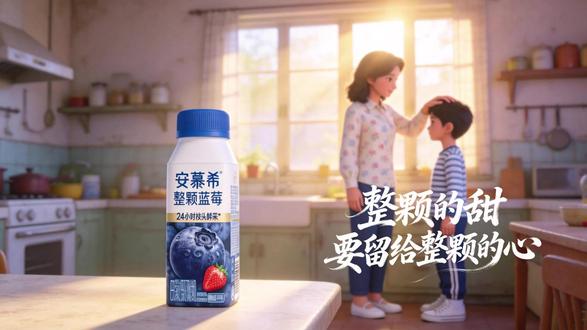 整颗的甜,要留给整颗的心 本片以“整颗”为情感支点,讲述一个跨越三十年的爱的回环。童年时,母亲将完整的蓝莓留给孩子,自己只喝酸奶,并说出“整颗更好喝”——这句朴素的话,包裹的是“把最好的整颗给你”的母性本能。如今,孩子长大,用安慕希整颗蓝莓酸奶回馈母亲,让母亲也尝到“整颗”的滋味。
全片采用克制写实的生活流叙事,拒绝刻意煽情,用细节(母亲喝白开水、孩子递回最后一颗蓝莓)传递深沉情感。安慕希“整颗蓝莓”不仅是产品卖点,更成为情感载体——真正的“更好喝”,是爱的人终于值得拥有完整的那一颗。
#安慕希整颗蓝莓AI创作大赛 #安慕希整颗蓝莓酸奶 #即梦AI #AI奇妙物语 #即梦AI新视觉 #即梦AI创作者成长计划