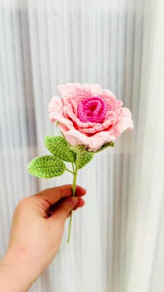 粉钻玫瑰钩织教程,颜值超高的一款玫瑰花!#手工 #手作diy
